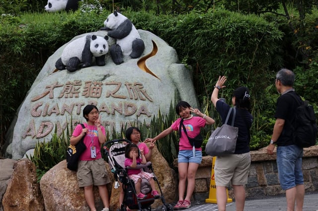 Tourists visit the “Giant Panda Adventure” at Ocean Park. Photo: Jelly Tse