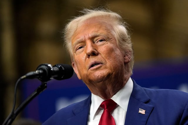 Former President Donald Trump speaks at a campaign event.