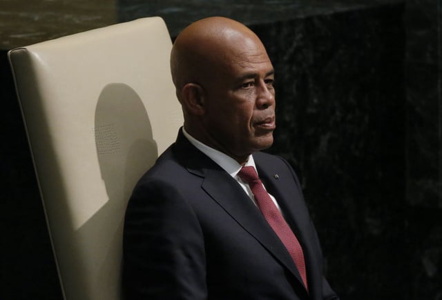 President Michel Joseph Martelly of Haiti waits to address attendees during the 70th session of the United Nations General Assembly in New York, in October 2015.