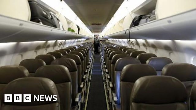 Aisle and seats on an airplane