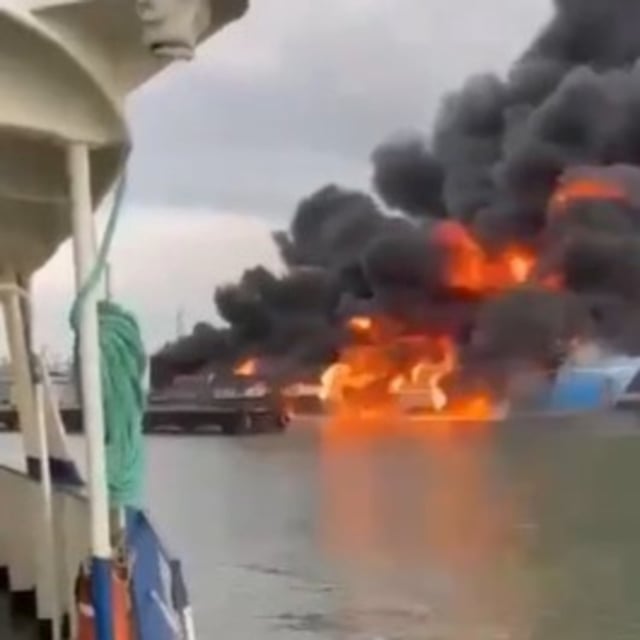 Screengrab of drone strike in Crimea