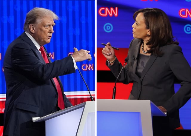 Former President Donald Trump, left, and Vice President Kamala Harris, right, are scheduled to debate on Sept. 10, but Harris' campaign is trying to change the previously agreed upon rules. (AP)