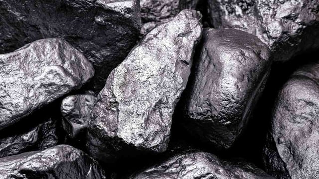 close up of metallic manganese