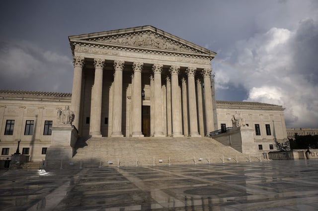 Passing storm clouds are seen over the U.S. Supreme Court on July 30, 2024 in Washington, DC.