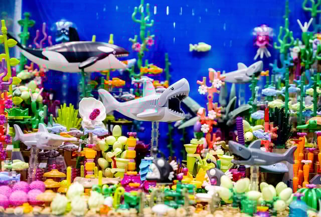 MANCHESTER, ENGLAND - FEBRUARY 24: A model of an aquarium made of Lego features at Bricktastic 2024 at Manchester Central on February 24, 2024 in Manchester, England. (Photo by Shirlaine Forrest/Getty Images)