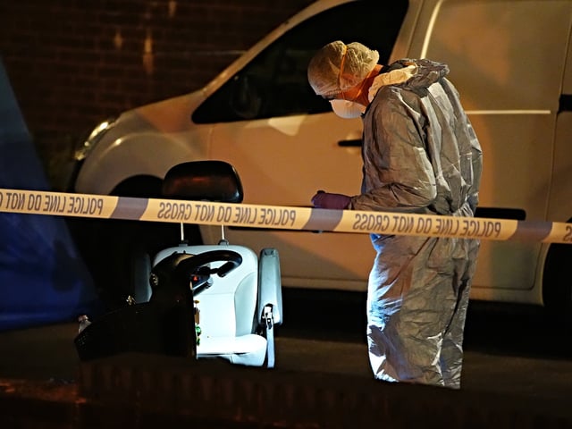 A forensic officer on Overbury Street near the scene in Rushmore Road, Clapton, east London, after a man in his 30s was stabbed to death. Two men have been arrested. Picture date: Wednesday August 28, 2024. (Photo by Aaron Chown/PA Images via Getty Images)