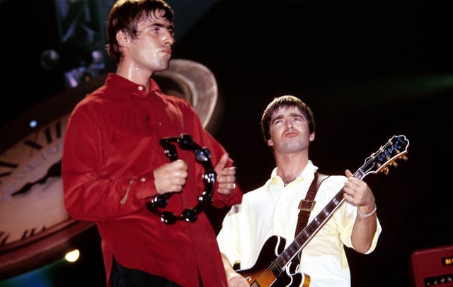 Liam Gallagher and Noel Gallagher of Oasis in 1994. CREDIT: Steve Eichner/Getty Images