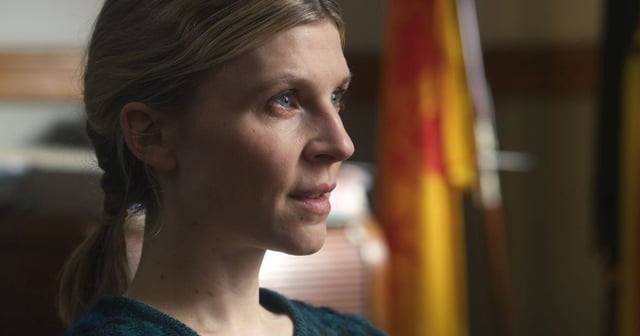 Clémence Poésy stars in Sambre: Anatomy of a Crime sitting in a green top looking off camera
