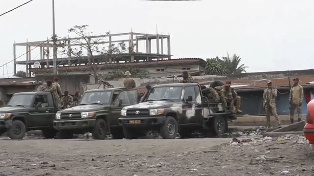 State security forces are seen outside Makala prison in Kinshasa, Democratic Republic of the Congo, following the attempted jailbreak on Sept. 2, 2024.