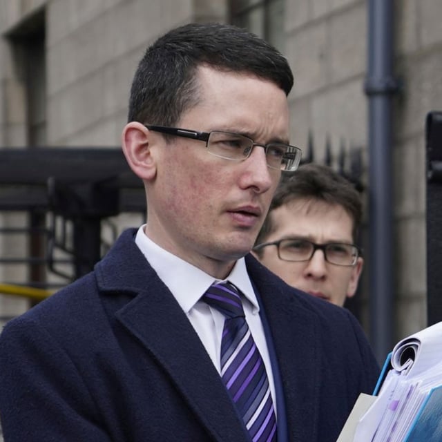 Irish teacher Enoch Burke leaving the High Court in Dublin after a hearing in the legal case between Mr Burke and Wilson's Hospital School. Picture date: Tuesday March 28, 2023.