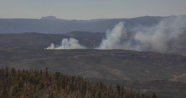 The Bear Fire has burned more than 1,300 acres, with mandatory evacuations issued for the nearby community of Sierra Brooks.
