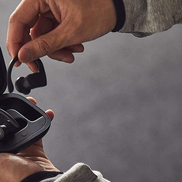 The Powerbeats Pro Wireless Earbuds and their case.