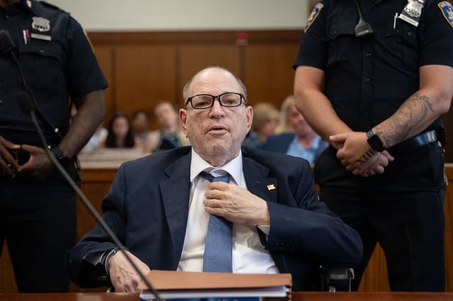 Former film producer Harvey Weinstein appears in Manhattan Criminal Court for a pretrial hearing, following his overturned sex crimes conviction, in New York City, July 19, 2024. Weinstein may face new sexual assault charges ahead of his retrial, Manhattan prosecutors said July 9, 2024. Authorities are investigating "additional violent sexual assaults" allegedly carried out by Weinstein that are not subject to a statute of limitations, assistant district attorney Nicole Blumberg said.