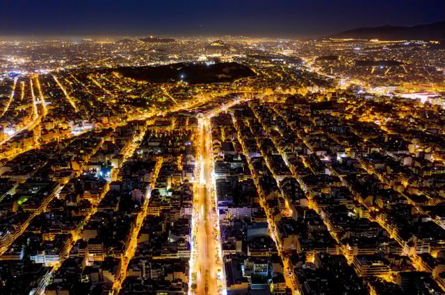Light pollution from unshielded lights covers the city of Athens. Credit: C. Bouroussis