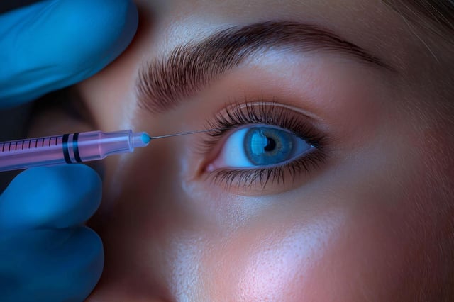 Woman Receiving an Eye Injection