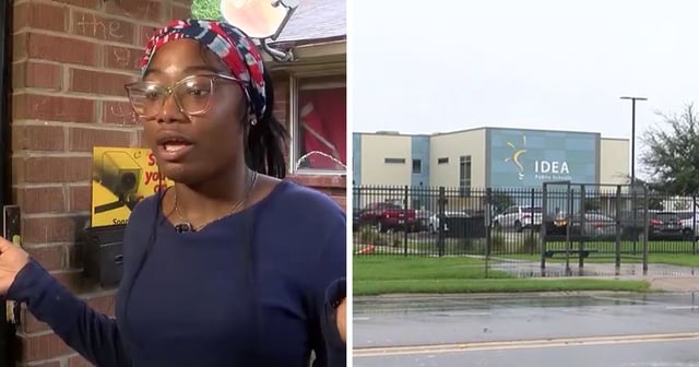 These YouTube screen shots show a student (L) and the school (R) in Baton Rouge, Louisiana, where the mother of a parent allegedly sneaked onto property to participate in a fight. (WAFB / YouTube Screen Shot)