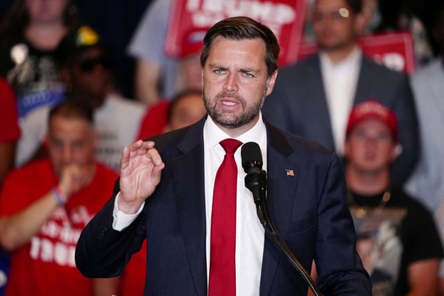 US Senator and Republican vice presidential candidate J.D. Vance speaks during a campaign event at Arizona Biltmore Resort in Phoenix, Arizona, on September 5, 2024. (Photo by Olivier Touron / AFP) (Photo by OLIVIER TOURON/AFP via Getty Images)