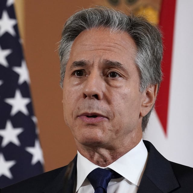 U.S. Secretary of State Antony Blinken speaks during a press conference with his British counterpart (not seen) at the Foreign, Commonwealth & Development Office (FCDO) in London on September 10, 2024. Blinken is visiting to speak about ways to rally further behind Ukraine.