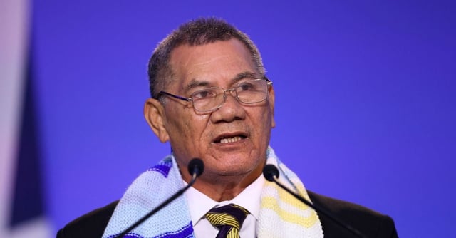 Tuvalu's Prime Minister Kausea Natano speaks during the UN Climate Change Conference (COP26) in Glasgow, Scotland, Britain, November 2, 2021. REUTERS/Hannah McKay/Pool/File Photo