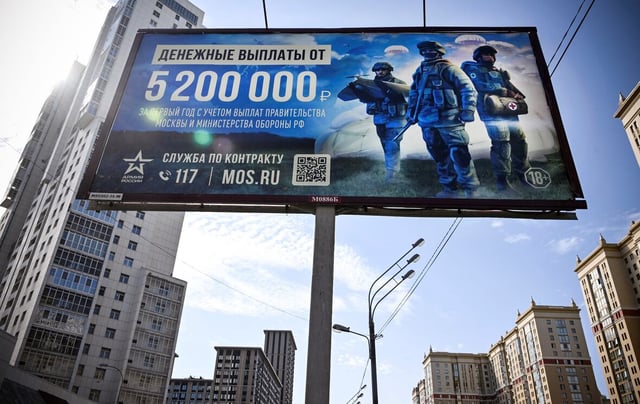 Billboard in Moscow promoting contract service with the Russian army