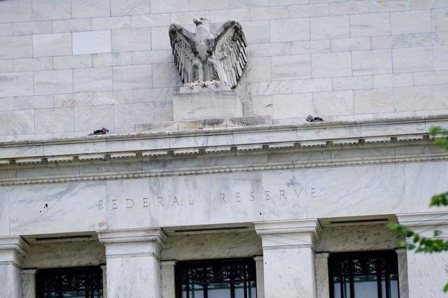 The exterior of the Marriner S. Eccles Federal Reserve Board Building is seen in Washington, D.C., U.S., June 14, 2022. REUTERS/Sarah Silbiger/File Photo