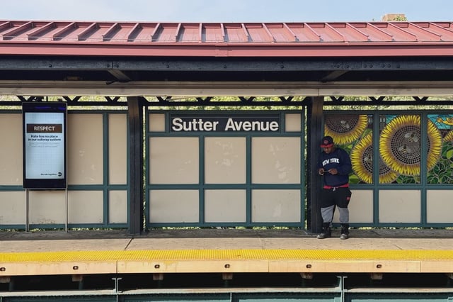 The platform at the Sutter Street station where police opened fire Sunday, injuring four people.