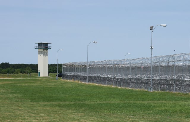 An exterior view shows Allan B. Polunsky prison and the wing of the building which houses Texas' death row for men in Livingston, Texas, on May 25, 2022.