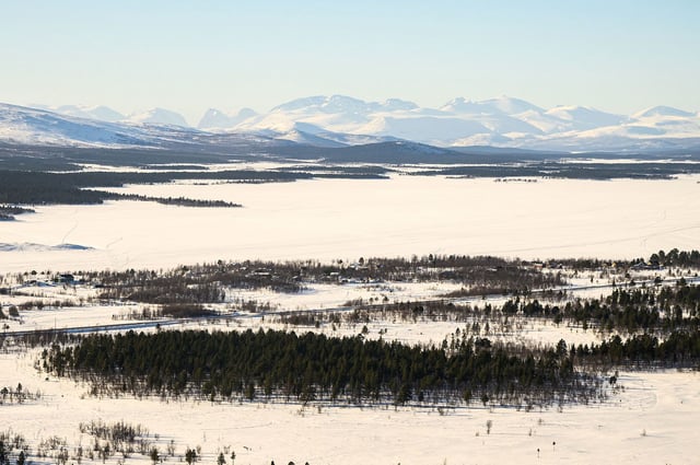 KIRUNA, SWEDEN - MARCH 07: A general view of the frozen landscape outside the city on March 07, 2024 in Kiruna, Sweden. Kiruna is the northernmost city in Sweden, situated in the province of Lapland. (Photo by Leon Neal/Getty Images)