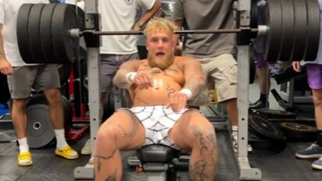 Jake Paul shared a bizarre workout video, wearing a seemingly fake belly