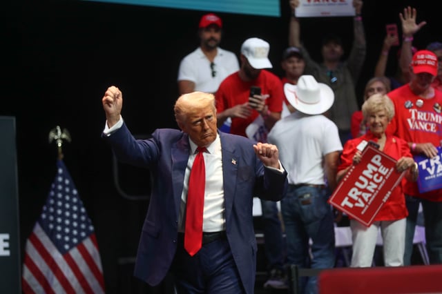 Former President Donald Trump campaigns for reelection in Savannah, Ga., on Sept. 24, 2024.